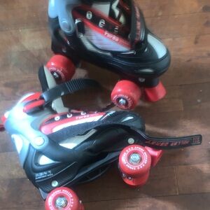 Red and Black Adjustable Kids Roller Skates